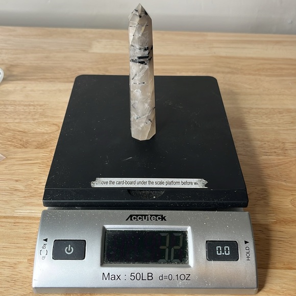 Clear Quartz with Black Tourmaline Crystal Point Tower 3.2 oz - Picture 2 of 8